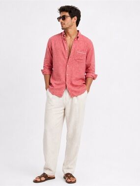 Grayers Coral Button-Down Long-Sleeve Shirt